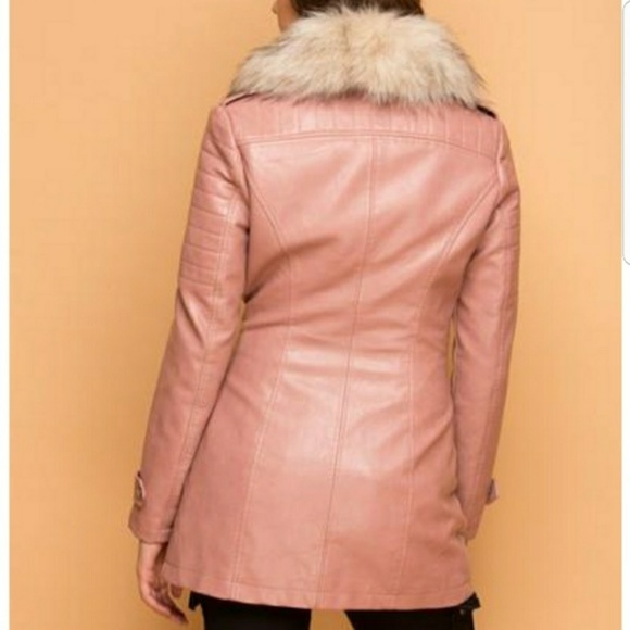 Faux leather coat with removable fur - Picture 4 of 4